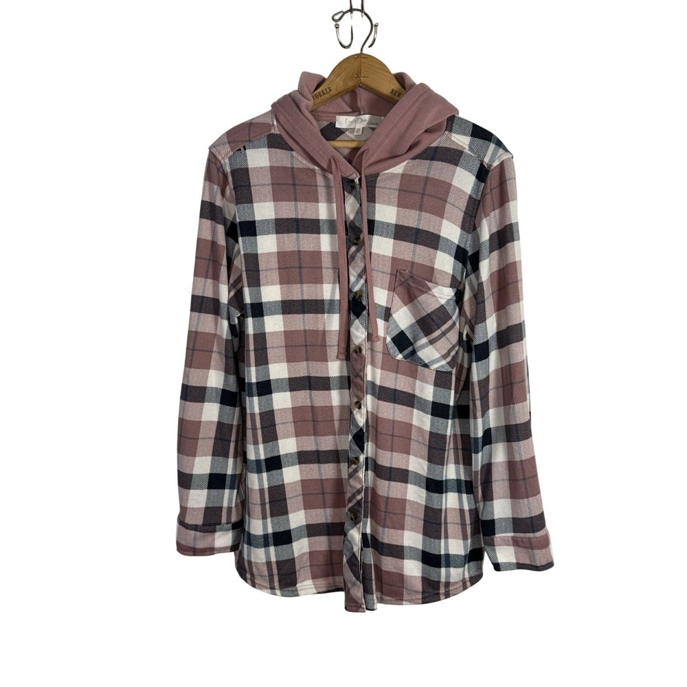 Eden & Olivia Shirt Top Women Maternity Plaid 1X Chest‎ Pocket Button Down